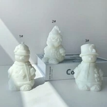 1 件雪人形硅胶蜡烛模具 DIY - 白色 - 查看 1