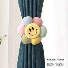 1pc Valentine's Day Adorable Cartoon Window Curtain Tie Back Tassels,3D Stuffed Doll Sheer Drape Holder, Bedroom Simple Binding Rope, Panda/Sunflower/Smiling Face/Cloud Shape Curtain Tie Backs