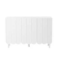 Modern Cream Minimalist Shoe Cabinet With 5 Solid Wood Legs, Sideboard Buffet Storage With Adjustable Shelves & Wave Doors For Living Room, White - 白色+中密度纖維板 - 查看 8