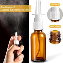 1 pieza Botella pulverizadora de cristal ámbar para spray nasal de 5 ml-100 ml, cabezal pulverizador de presión, botellas vacías recargables con atomizador de cristal - Marrón - Ver 6