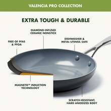 Valencia Pro Hard Anodized Healthy Ceramic Nonstick 11" Griddle Pan, PFAS-Free, Induction, Dishwasher Safe, Oven Safe, Gray