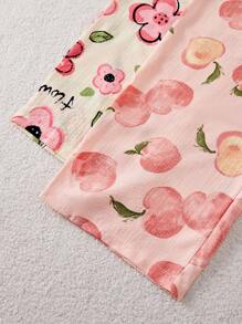 2 piezas Conjunto de pantalones casuales de verano con estampado floral para mujeres