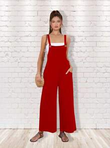 Casual Suspender Overalls With Bags For Women Brand Maria Bela Cyprus Model - 紅色 - 查看 1