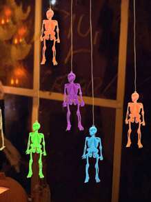 12pcs/Pack Halloween Colorful Glow-In-The-Dark Skeleton Bones Decoration, Assorted Colors,Christmas - Multicolor - View 1