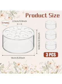 Acrylic Floral Centerpiece For Dining Table Decorations Wedding Round Flower Vase 12 Holes Centerpiece Vases For Table Low Flower Holder With Holes For Home Birthday Party,Halloween And Decorations - Ba loại đại lượng - Xem 2