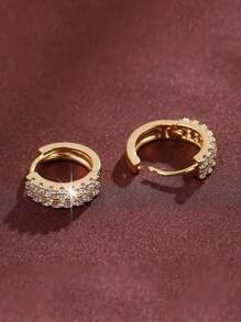 2 chiếc Cubic Zirconia Tôn Tạo Đôi Khuyên Tai Vòng Nam Nữ Thời Trang Hip Hop Thời Trang Phụ Kiện Trang Sức - Hoa tai - Xem 5