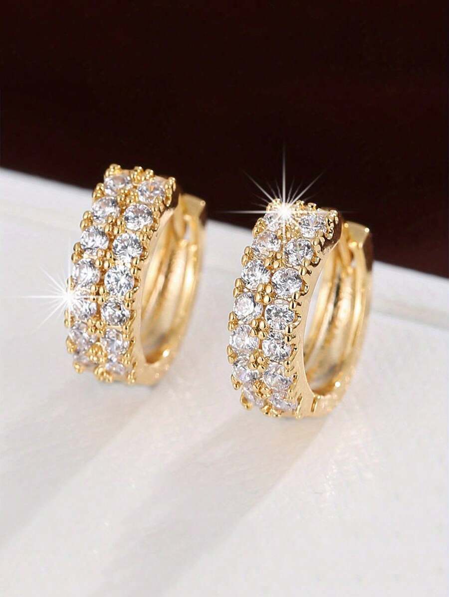 2 chiếc Cubic Zirconia Tôn Tạo Đôi Khuyên Tai Vòng Nam Nữ Thời Trang Hip Hop Thời Trang Phụ Kiện Trang Sức - Hoa tai - Xem 1