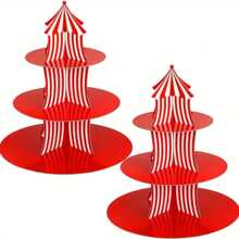 Soporte de cupcakes de alta calidad a rayas rojas y blancas con tema de circo, apto para fiestas de cumpleaños de carnaval, exhibiciones de postres y decoraciones para fiestas de graduación, para fiestas del Día de la Madre, bodas y fiestas individuales, celebraciones y todo tipo de fiestas