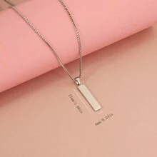 Custom Rectangle Titanium Steel Pendant Necklace Luxury Graduation Gifts For Her Couples Girlfriend Personalized Flower Name Bar Stainless Steel Pendant Necklace Personalized Gift Delicate Engraved Mother Daughter Wedding Birthday Graduation Bridesmaid