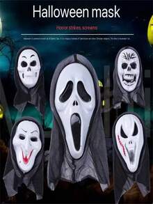 Halloween Death Came Single Mask Ghost Mask Horror Mask Screaming Grimace Mask Halloween Mask - Black - View 1