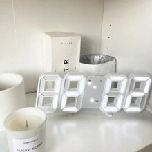 Đồng hồ để bàn 1 chiếc có màn hình kỹ thuật số phát sáng 3D, treo tường, im lặng, cảm biến ánh sáng thông minh, trang trí nhà tối giản, đồng hồ báo thức điện tử cho học sinh, trang trí nhà, đồng hồ kỹ thuật số trang trí phòng, trang trí phòng ngủ, trang trí ký túc xá, trở lại trường, trang trí trường học, bất ngờ ở trường - Máy màu trắng ánh sáng trắng - Xem 6