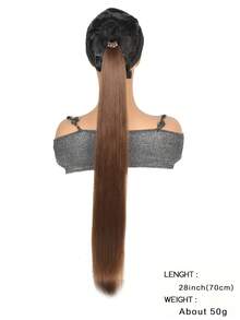 Tóc đuôi ngựa thẳng 28 inch với kiểu tóc đuôi ngựa có thể điều chỉnh Băng đô thun đuôi ngựa bẩn tự nhiên mềm mại và tổng hợp thuận tiện cho phụ nữ khi đeo - Nhiều màu - Xem 15