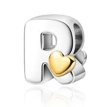 925 Silver Plated Heart Shaped Letter A-Z Pendant Charm, Smooth Letter Necklace A-Z Provides Multiple Choices. Ideal For DIY Bracelet And Necklace. Gold Heart Initial Letter Bead Pendant, Great Jewelry Gift For Women.