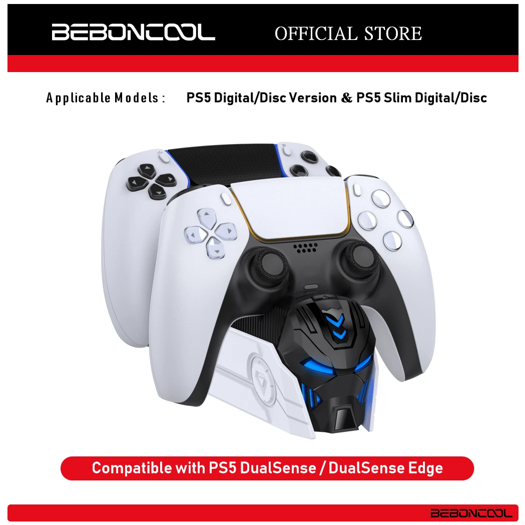 BEBONCOOL FC500 P5 Controller Charger Station For P5 Dualsense Controllers: Fast P5 Dual Controller Stand Charger Dock-LED P5 Controller Charging Station Accessories For P5 Storage Kit - White - View 1