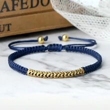 1pc Vintage Handmade Braided Bracelet Charm Gold Color Bend Adjustable Size Red Rope Bangles Women Men Prayer Wrist Jewelry - Red - View 9