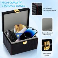 Caja Faraday para llaves de coche - Estuche antihacking premium, protector de llaves de coche para bloquear la señal para coches, teléfonos, protector de jaula de Faraday que bloquea la señal, contiene hasta 6 llaves - Negro - Ver 4