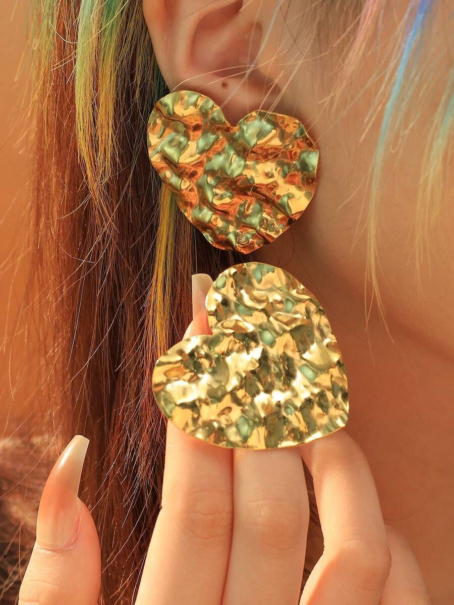 GUERNONO 1 Cặp Phụ kiện trang sức thời trang mùa hè độc đáo / thời trang sang trọng dễ thương, Hoa tai kết cấu mạ vàng bằng thép không gỉ dành cho nữ, Thích hợp đeo hàng ngày, Tốt nghiệp, Kỳ nghỉ, Halloween, Ngày nhà giáo, Quà tặng trở lại trường - Vàng - Xem 1