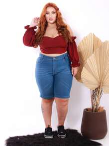 Bermuda Feminina Jeans Plus Size Bermuda ciclista