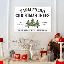 1pc Christmas Framed Canvas Poster, Christmas Trees Spruce Canvas Paintings, Ideal Gift For Bedroom Living Room Corridor, Wall Art, Wall Decor, Winter Decor, Room Decoration - 彩色 - 查看 3