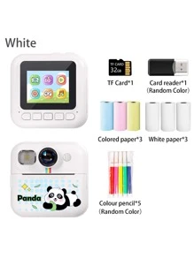 Impresora fotográfica instantánea con pantalla LCD de 2.4", cámara digital 1080P, con tarjeta de memoria de 32GB, regalo de Navidad/Halloween/cumpleaños