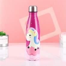 Vaso aislante de doble pared de acero inoxidable de 500 ml/17 onzas, botella de agua de alta calidad para deportes al aire libre, apta para hombres y mujeres, taza de regalo con estampado de dibujos animados