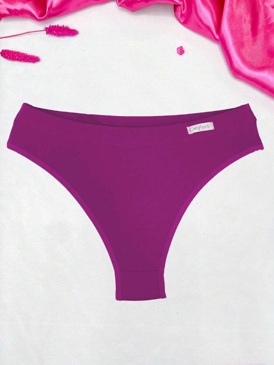 Comfort Thong Panties With Folded Waistband - 紫色 - 查看 1