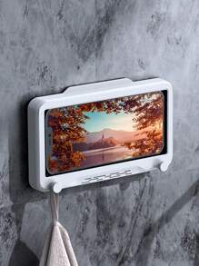 1pc Waterproof Anti-Fog Bathroom Phone Holder, Rotating/Fixed No-Drill Wall-Mount Phone Stand For Shower Video, Fit For Phones 6.5 Inches Or Less, Touch Screen Compatible Bathroom Decor Fall Decor Bathroom Accessories Bathroom Organizer Back To School