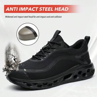 Men's Safety Work Shoes, Lightweight, Comfortable Steel Toe Cap, Anti-Slip, Abrasion Resistant, Anti-Puncture, Protective Footwear