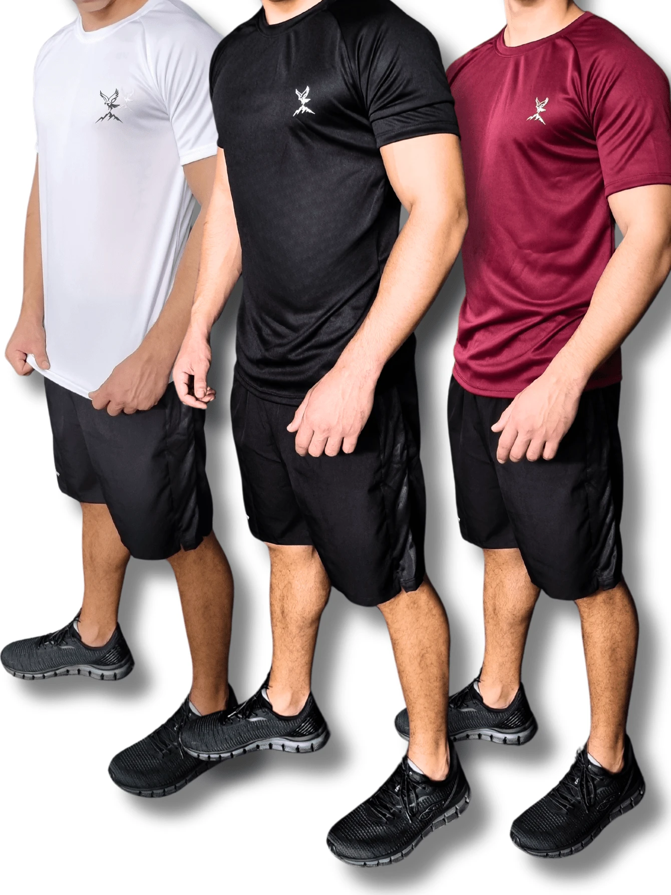 Kit 3 Men's Dry Fit T-Shirt Gym Training Running Cycling Basic Plain Blouse Shirt - Multicolor - View 1