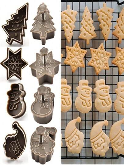 4pcs Christmas Cookie Cutter Set - Snowman, Snowflake, Christmas Tree, Santa Claus Pattern Baking Molds - Perfect For Holiday Baking Christmas Christmas Decorations Christmas Pajamas Christmas Gifts Christmas Decor