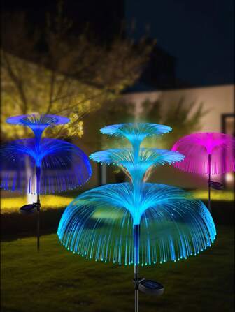 1pc Solar Garden Lights, 7 Color Changing Outdoor Waterproof Single/Double/Three Layers Jellyfish Solar Flower Lights,There Are Two/Five Floors Decorated With Stars, For Garden Decor Yard Decor Outdoor Decor For Valentines Decor