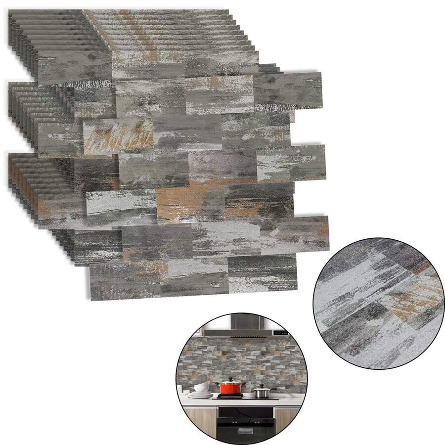 VA-Cerulean Tile Stickers 34 X 29 Cm 10 Pieces Type A/Type B/Type C/Type D/Type E/Type F For Kitchen Tile Leveling System PVC Wall Tile Foil Stickers Self-Adhesive Tile Foil, For Bathroom, Tile Decor, Fireplace Decor, Vanity Unit,Back To School,First Day Of School - Type a - View 1