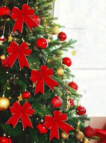 200cm*6.4cm Glitter Decorative Ribbons Red Gold Ribbon With Iron Wire Christmas Decoration Ribbons For Crafts Bows - Red Gold - View 5