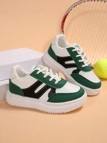 1双儿童运动鞋，耐磨PU飞凡动感休闲鞋，儿童时尚经典慢跑潮流运动徒步鞋 - 綠色 - 查看 3