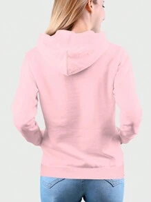 Women's Flannel Kangaroo Sweatshirt Bear Scout Print - Hồng - Xem 2