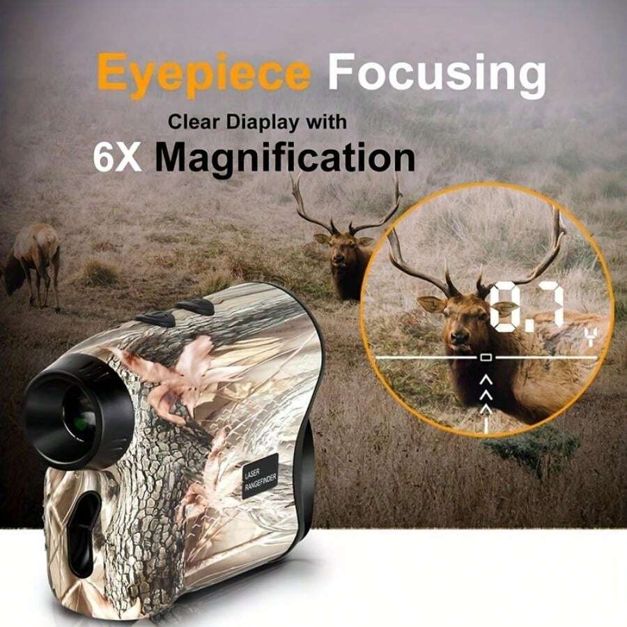 600m Portable Hunting Laser Golf Rangefinder, 6X Magnification
