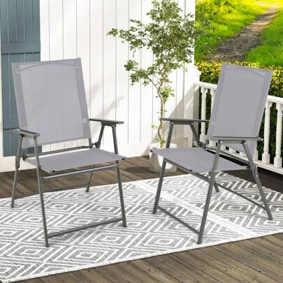 Garden Chair Set Of 2, Foldable, Folding Chair With High Backrest And Comfortable Armrest, Weatherproof Balcony Chair With A Load Capacity Of Up To 150 Kg, Patio Chairs For The Garden, Patio, Balcony (2)