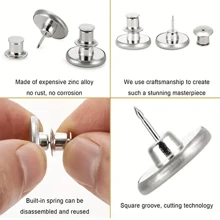 6 piezas Kit de reparación de botones de jeans sin costura de 17 mm, botones de metal removibles sin clavos para reemplazo de botones de jeans
