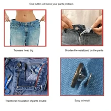 6 piezas Kit de reparación de botones de jeans sin costura de 17 mm, botones de metal removibles sin clavos para reemplazo de botones de jeans