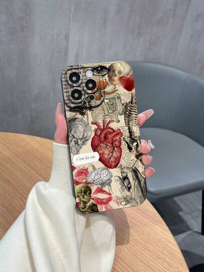 1pc TPU Matte Pupil Eye Vintage Collage Pattern Printed Phone Case Compatible With Apple, Samsung A/S Series, Xiaomi Redmi Note, OPPO A/Reno, INFINIX Series