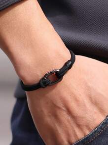 3mm Fashionable Milano Cord Bracelet, Black Hook Bracelet, Outdoor Survival Gear For Men