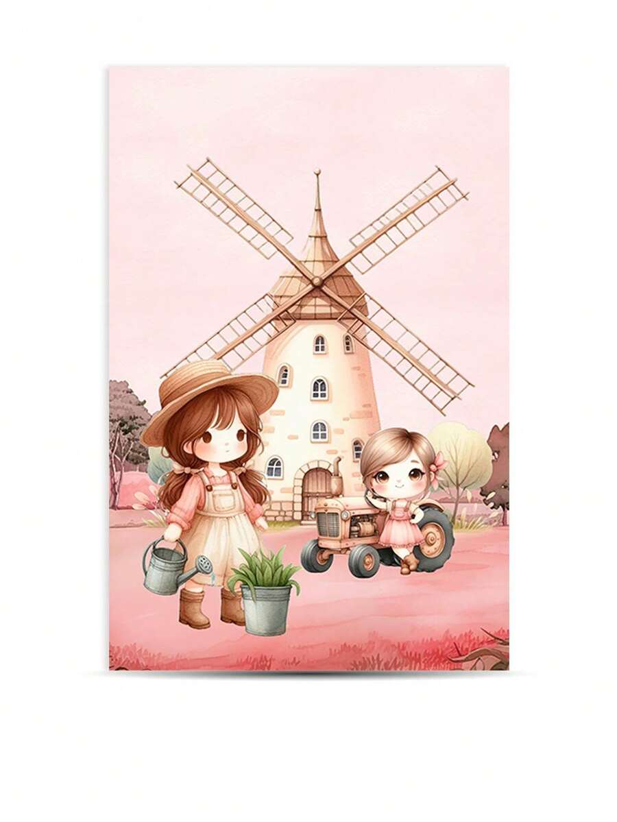 Sublimated Decorative Rectangular Panel Cover Party And Birthday Decoration Various Themes Children Girl Farmer Peasant Countryside - Tấm hình chữ nhật 2730 - Xem 1