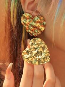 GUERNONO 1 Cặp Phụ kiện trang sức thời trang mùa hè độc đáo / thời trang sang trọng dễ thương, Hoa tai kết cấu mạ vàng bằng thép không gỉ dành cho nữ, Thích hợp đeo hàng ngày, Tốt nghiệp, Kỳ nghỉ, Halloween, Ngày nhà giáo, Quà tặng trở lại trường - Vàng - Xem 5