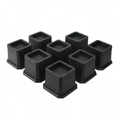 BTSD-home Bed Risers Heavy Duty Furniture Risers Bed Frame Risers For Table, Desk,Chair Black
