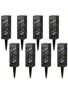 8 pièces/6 pièces/4 pièces/2 pièces Éclairage solaire extérieur, Éclairage décoratif solaire pour sentier de jardin, Éclairage de jardin et de pelouse, Lumières solaires décoratives extérieures à motif ajouré, Éclairage paysager solaire étanche LED pour jardin extérieur, Lumières solaires décoratives pour jardin, cour et bureau