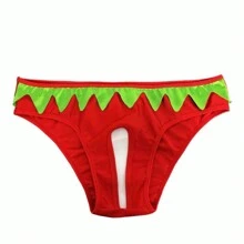 سراويل رجالية داخلية بطبعة فراولة مفرغة بشكل مثير - الأحمر - مشاهدة 1