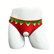سراويل رجالية داخلية بطبعة فراولة مفرغة بشكل مثير - الأحمر - مشاهدة 2