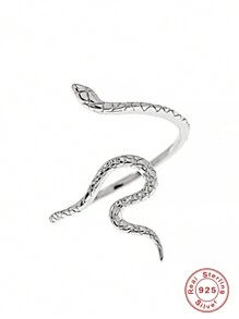 1pc Snake Shape 925 Sterling Silver Ring, Women's Vintage Open Ring, Suitable For Wedding Bride Wear - Gold - View 6