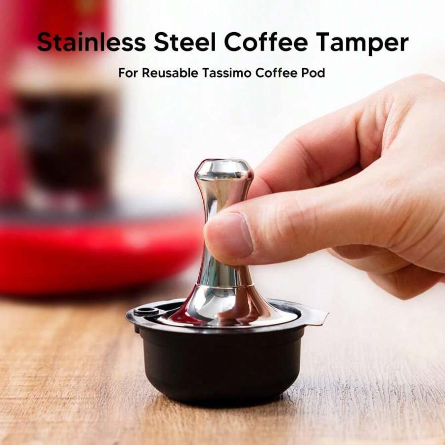 Reusable Coffee Capsules For BOSCH And Tassimo Coffee Capsules, 1set Coffee Pods With Lids With Stainless Steel Hand Tamper, Enjoy Coffee Time For Perfect Gift For Birthday, Commemoration Day, Anniversary, Christmas