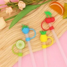 1个/4个8-10毫米硅胶吸管盖，水果饮料吸管塞，防尘盖，可重复使用吸管盖 - 彩色 - 查看 12